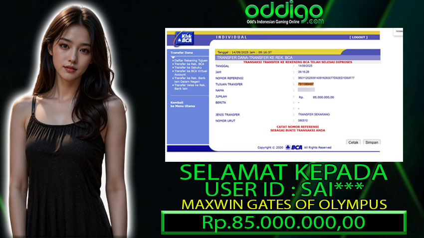 BUKTI KEMENANGAN ODDIGO 14 SEPTEMBER